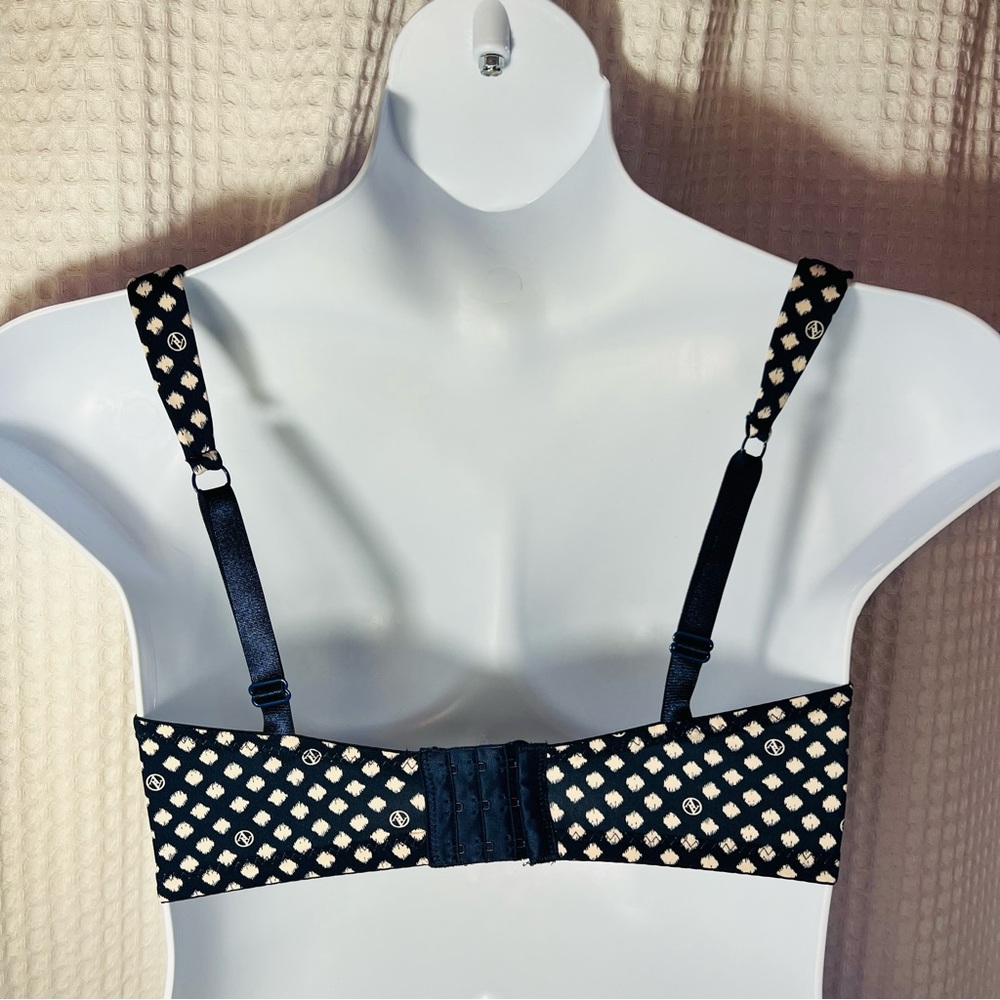 Adrienne Vittadini studio wm navy blue white bra wired support padded Sz 38DD - Picture 8 of 12